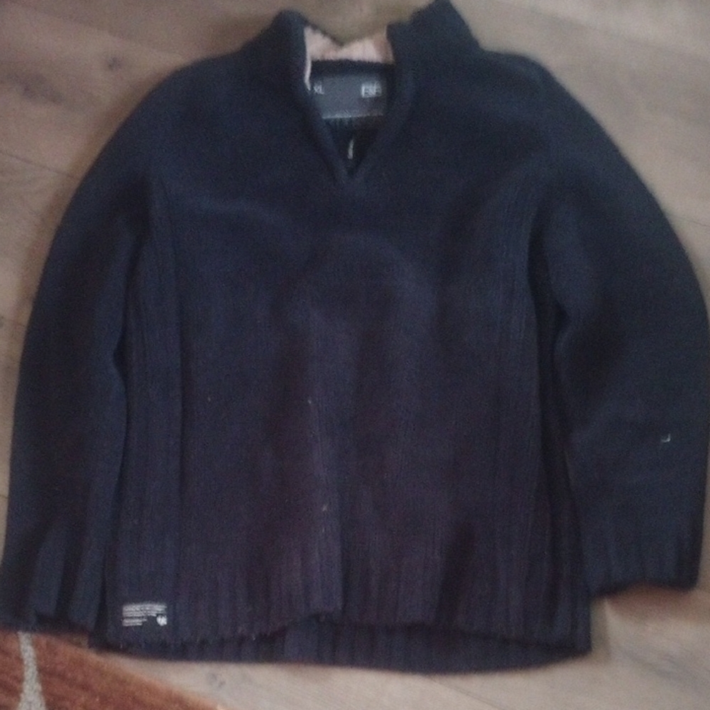Men's Navy Blue Partial Front Zip Sweater - Pull Over